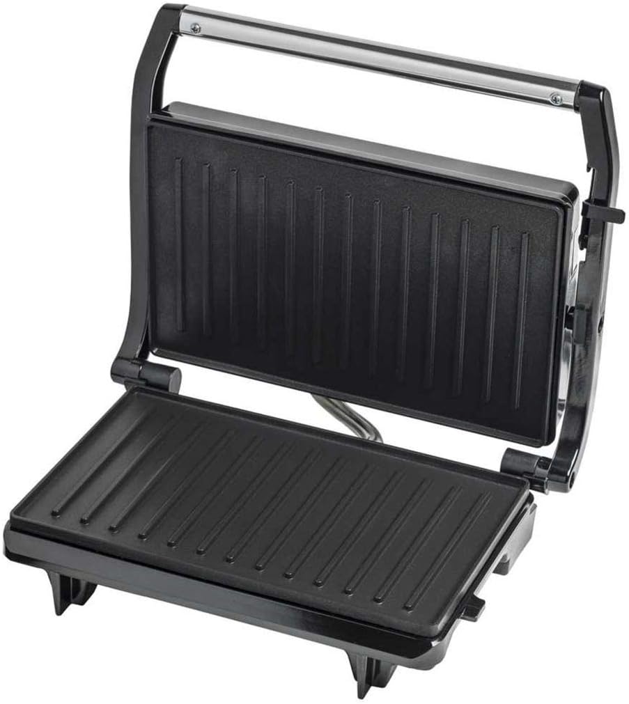 Bestron elektrischer Kontaktgrill mit Auffangschale, Sandwichmaker mit Cool-Touch-Handgriff, Paninim