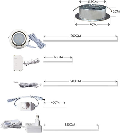 LAMPAOUS 6X 2W LED Möbelleuchte Dimmbar Einbauleuchten Einbaustrahler Spot Leuchte Schrankbeleuchtun