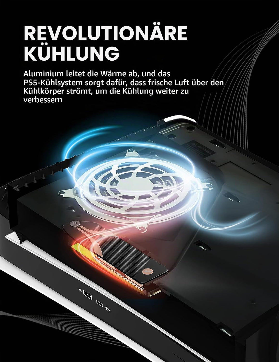 SABRENT PS5 M.2 Kühler, Aluminium SSD NVMe Kühlkörper, m.2 Heatsink mit Wärmeleitpad speziell Design