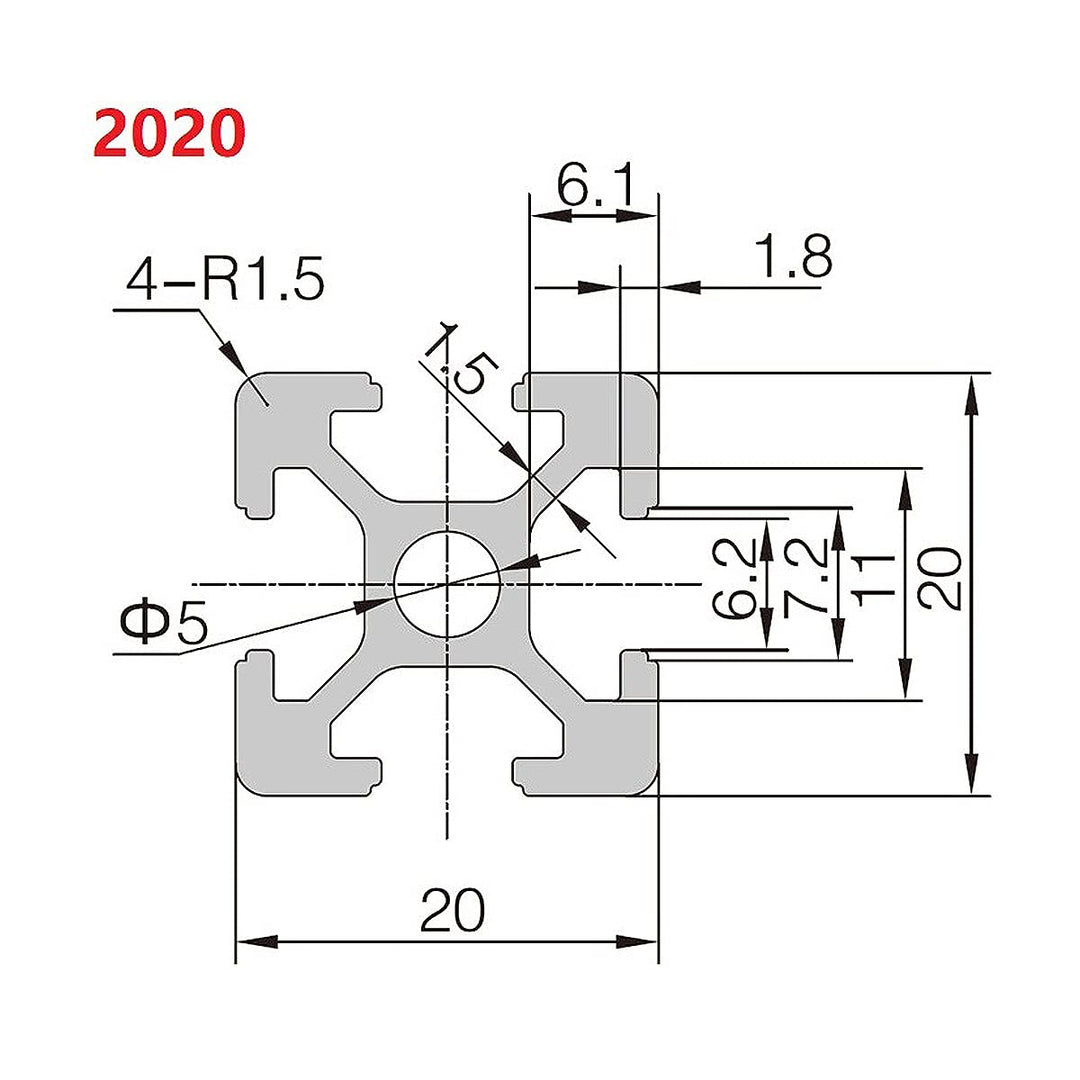 CNCMANS Aluminiumprofil Extrusions 2 Stück 800mm 2020 Alu Profil T-Typ silber eloxier Europäischer S