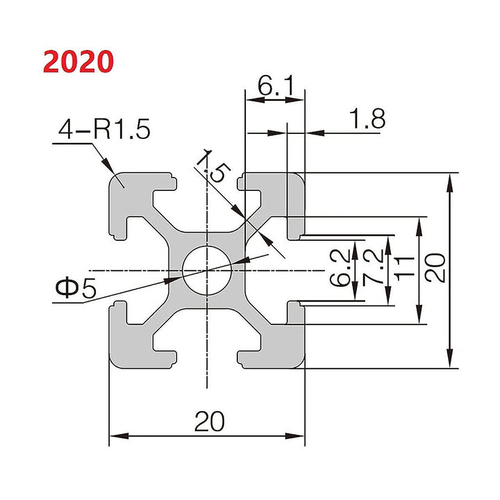 CNCMANS Aluminiumprofil Extrusions 2 Stück 800mm 2020 Alu Profil T-Typ silber eloxier Europäischer S