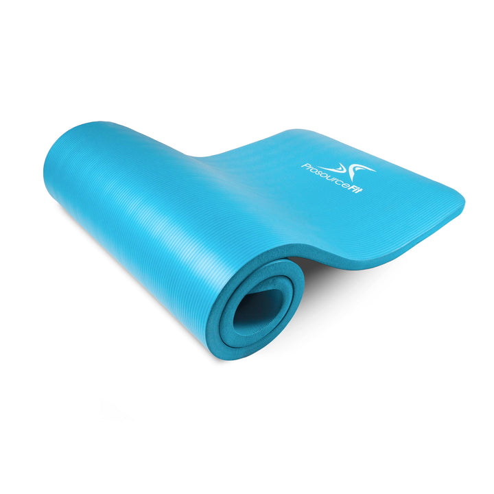 ProsourceFit Extra Thick Yoga and Pilates Mat 1" Aqua, 1" Aqua