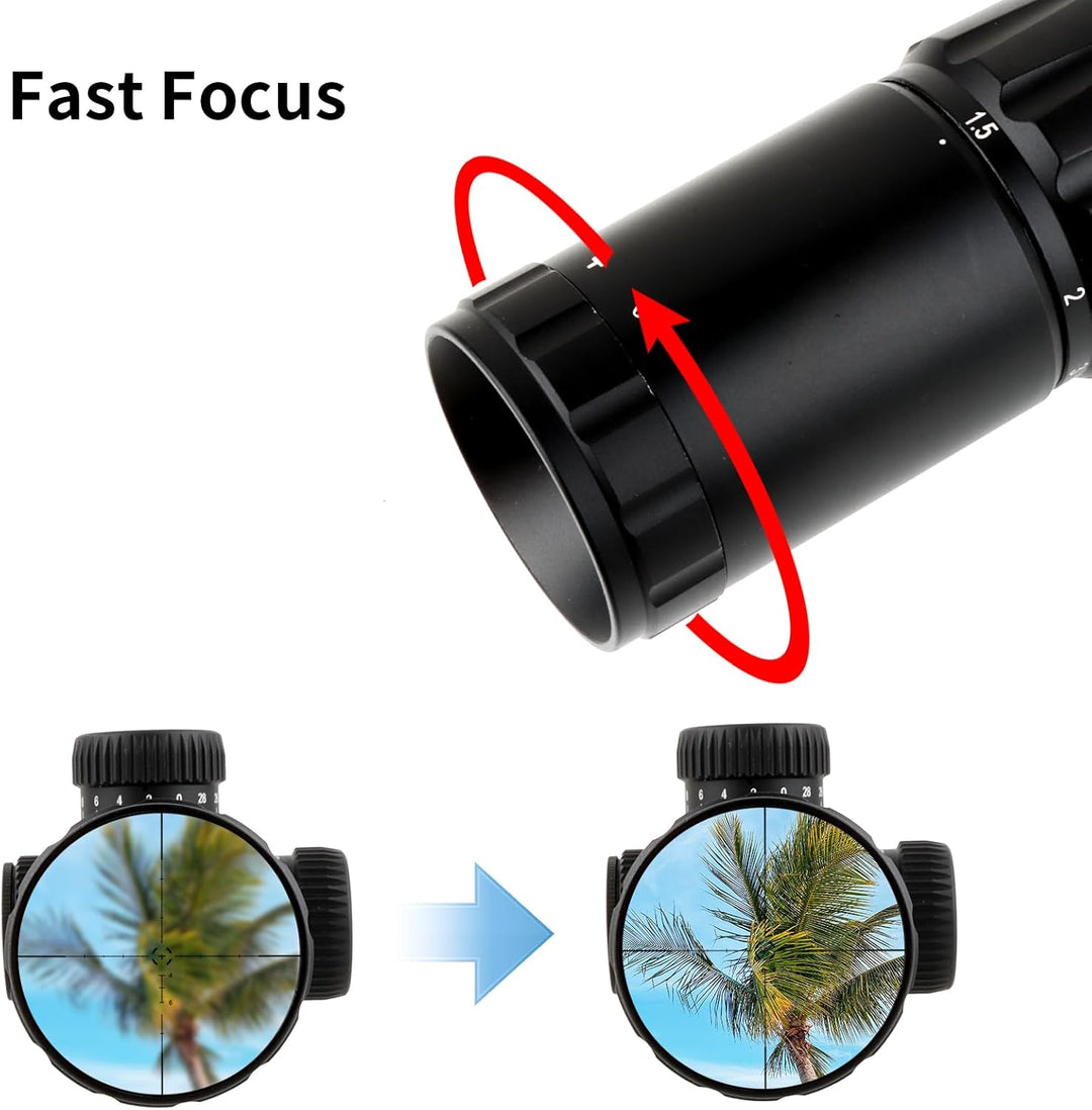 FOCUHUNTER 1.5-6X24mm Teleskop, seitlicher Parallaxenausgleich optisches Monokular, grüner voll mult