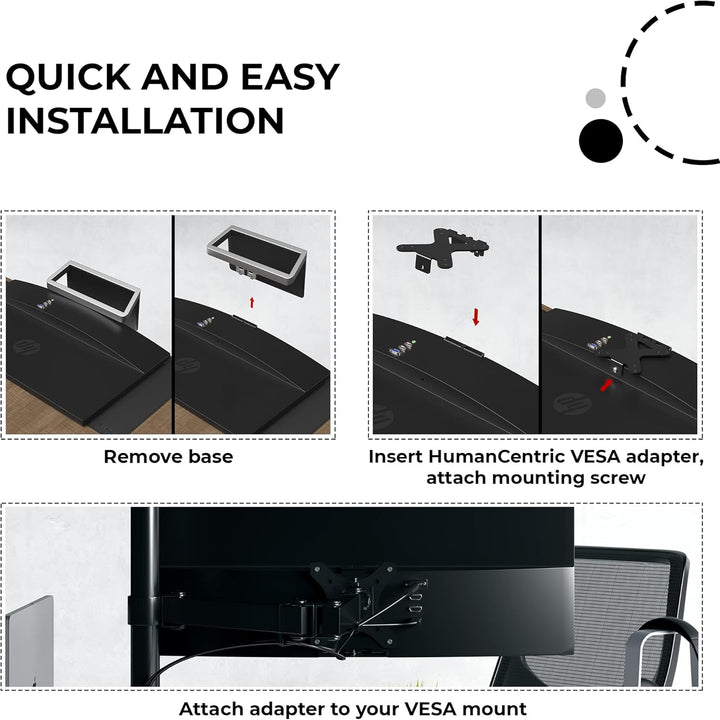 HumanCentric VESA-Halterungsadapter, kompatibel mit HP Pavilion 27xw, 25xw, 24xw, 23xw, 22xw, 22cwa,