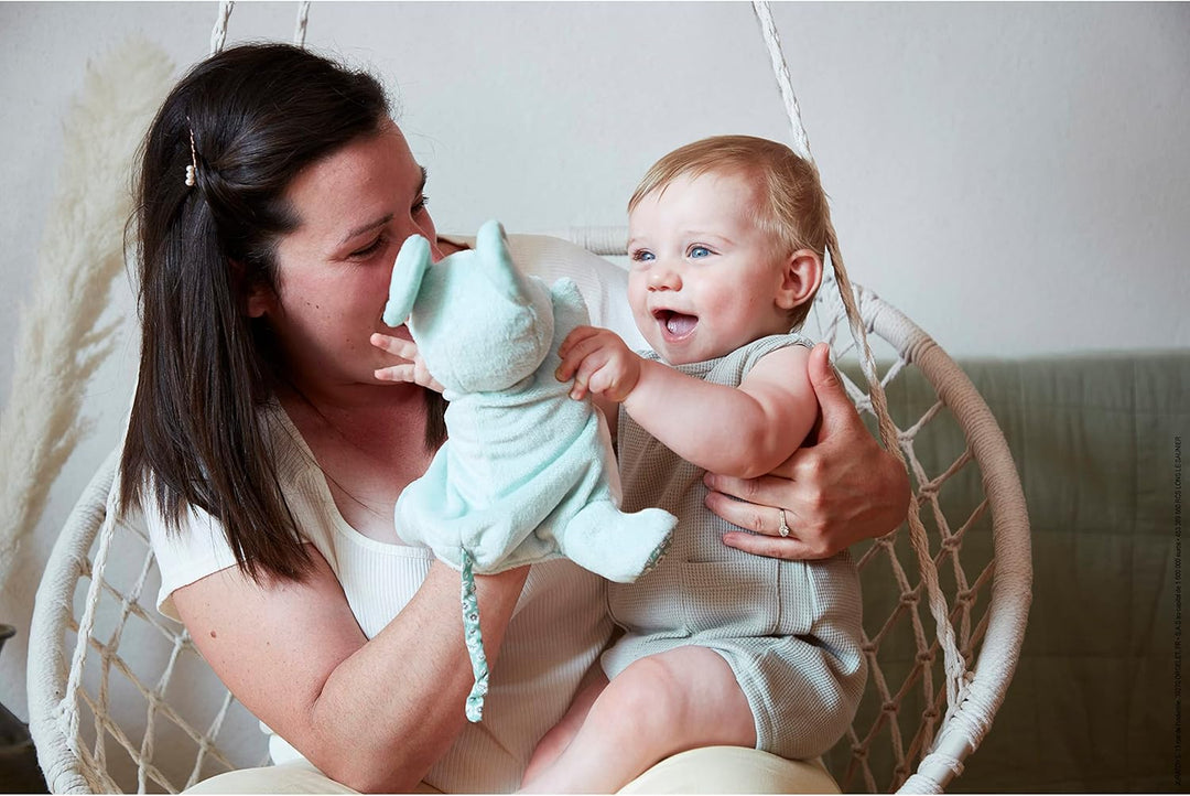 KALOO - Kleine Lieder – Schmusetuch mit grüner Maus – Schmusetuch für Babys – Plüsch Handpuppe 24 cm