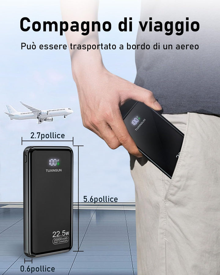 Power Bank 20000 mAh 22.5 W PD3.0 QC4.0 Externer Handyakku PD20W Schnellladen Powerbank mit LCD-Disp