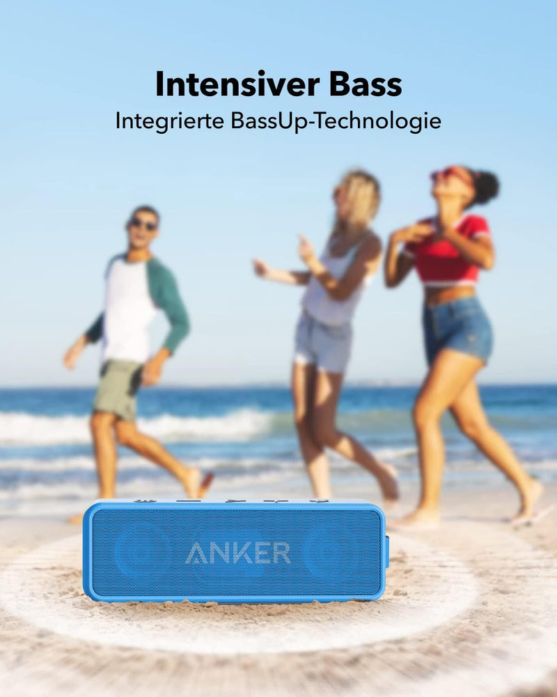 Anker SoundCore 2 Bluetooth Lautsprecher, Fantastischer Sound, Enormer Bass mit Dualen Bass-Treibern