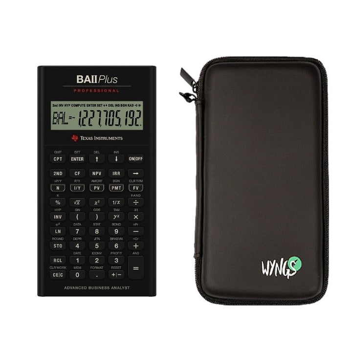 CALCUSO Sparpaket: TI BA II Plus Professional Finanzrechner + WYNGS Schutztasche schwarz + Erweitert