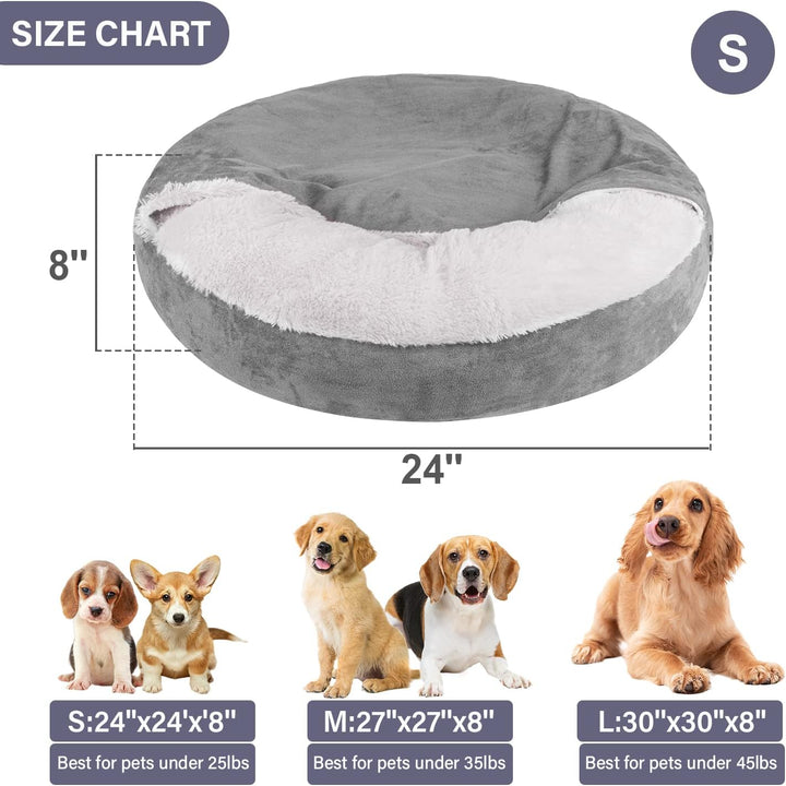 MICOOYO Beruhigendes Hundebett -Gemütliches Donut Hundedeckenbett für Hund, klemmendes Haustier Höhl