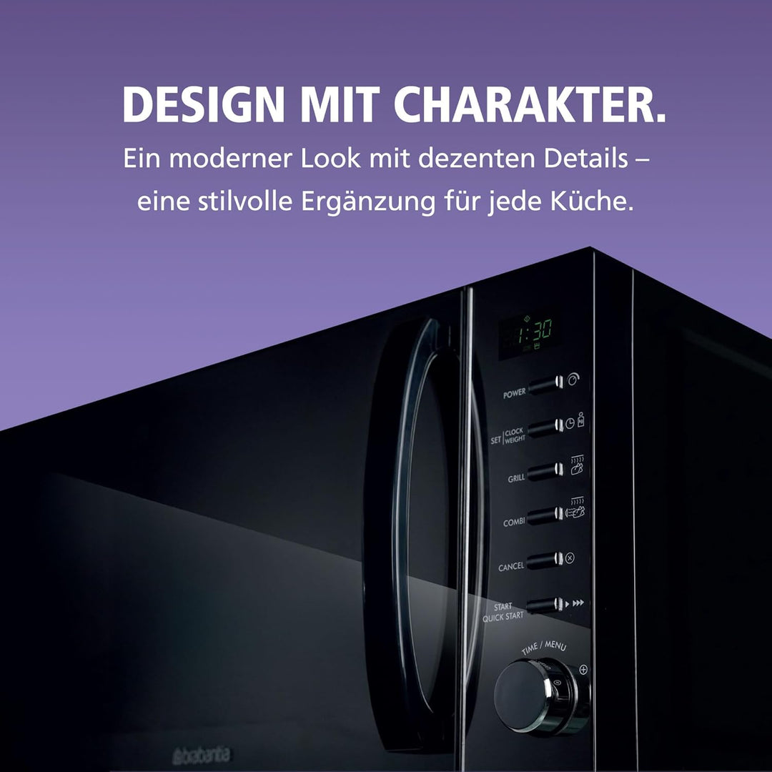 Brabantia Mikrowelle mit Grillfunktion, 20 Liter, 700W, Freistehend, 13 Automatikprogramme, 6 Leistu
