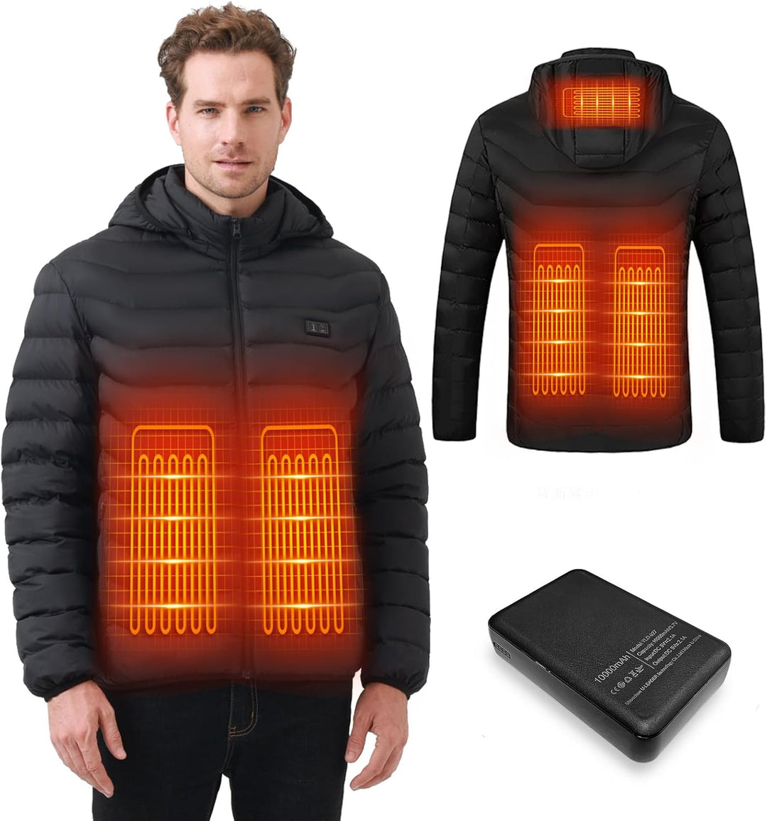 Mincoo Beheizbare Jacke Herren Damen, Winter Elektrische Herren Beheizte Jacke USB Lade Heizmantel M
