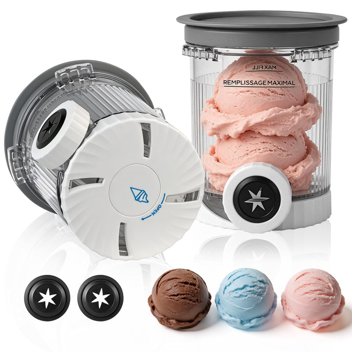 2 Stück Nin/ja Swirl Behälter 480 ml Grau, Kompatibel mit Nin/ja Creami Swirl NC700 & NC701, Ni/nja