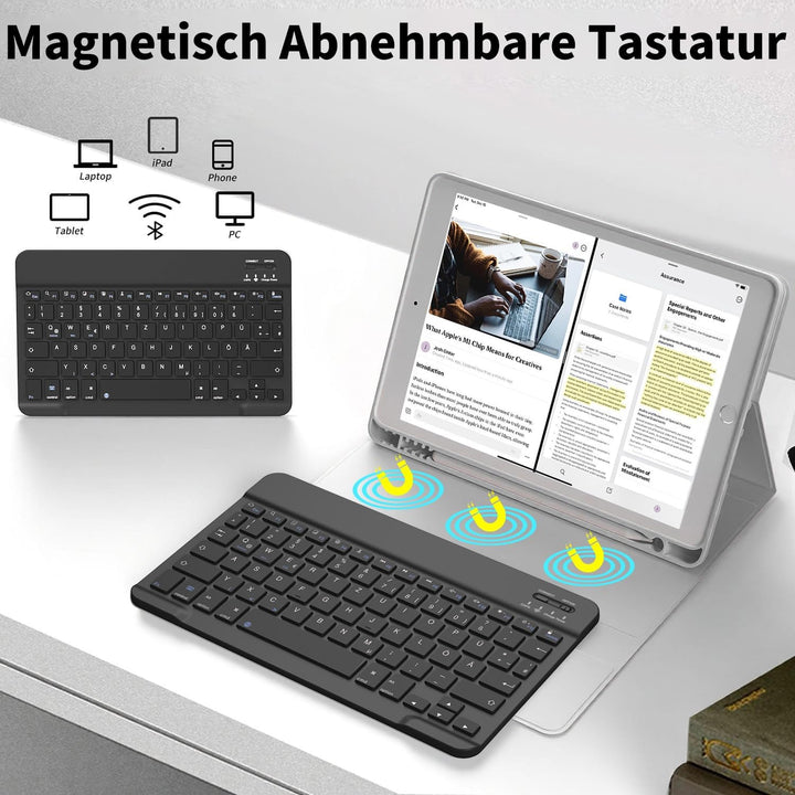 aoub Hülle mit Tastatur für iPad 9. Generation/iPad 8. Generation/iPad 7. Generation, Hülle mit Tast