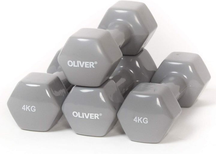 4x OLIVER Vinyl Hantel Aerobic Pilates Kurzhanteln 4 kg, 4 kg