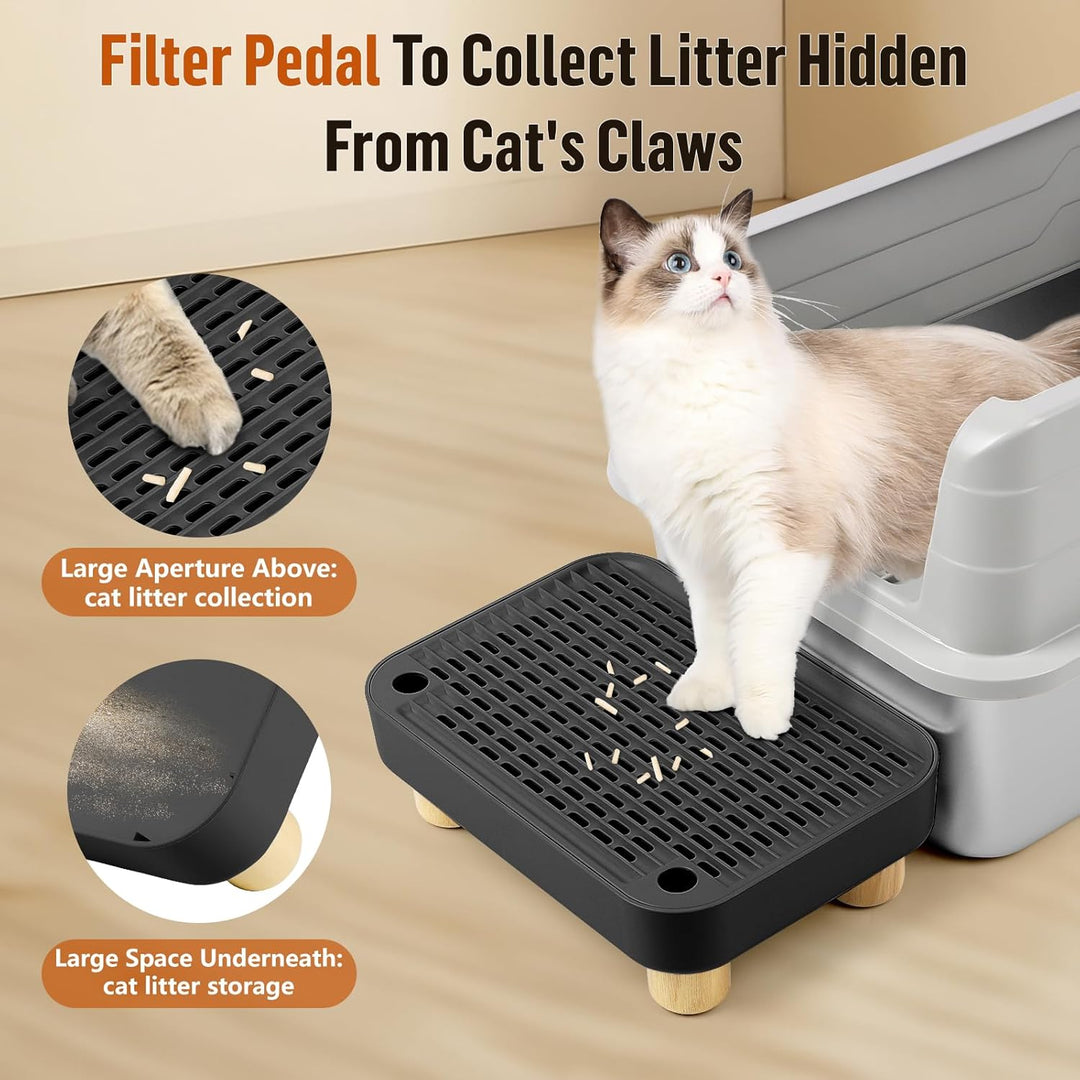 Erhöhte Katzenklo-Rampe, Katzentreppe mit Holzfüssen, Katzenstreu-Filterpedal für automatische selbs