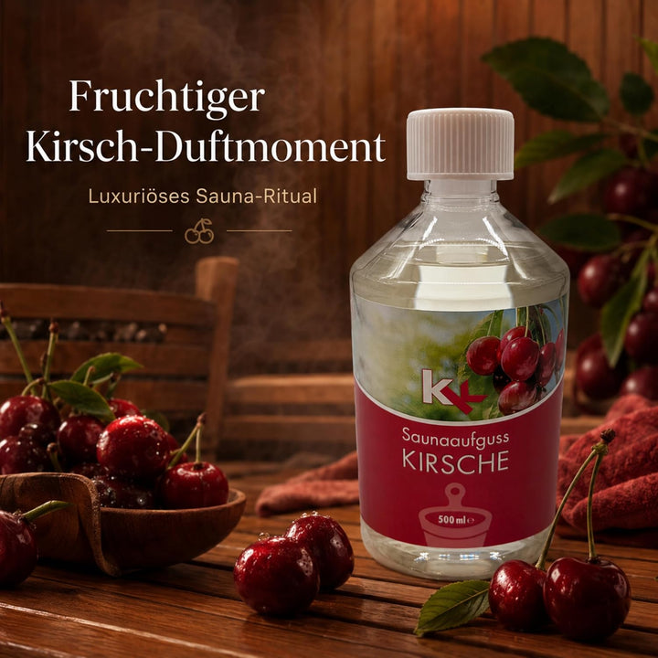 KK Sauna Aufguss Konzentrate PREMIUM - Made in Germany - Duftsorte Kirsche - 500 ml Flasche - Wellne