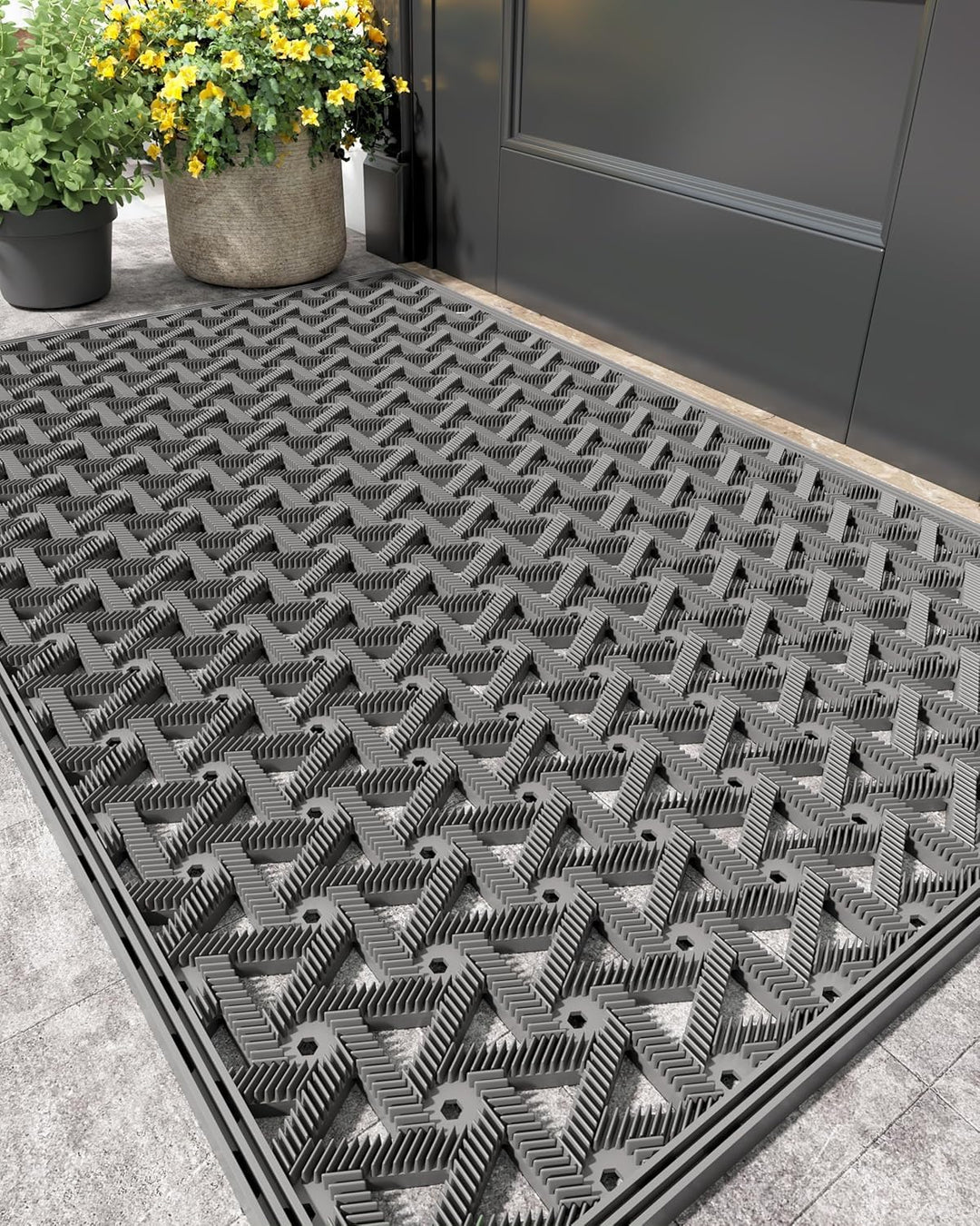 COLOR&amp;GEOMETRY Fussmatte Aussen mit Drainage, 48.5x75 cm, Grau Grau 48.5 x 75 cm, Grau 48.5 x 75 cm