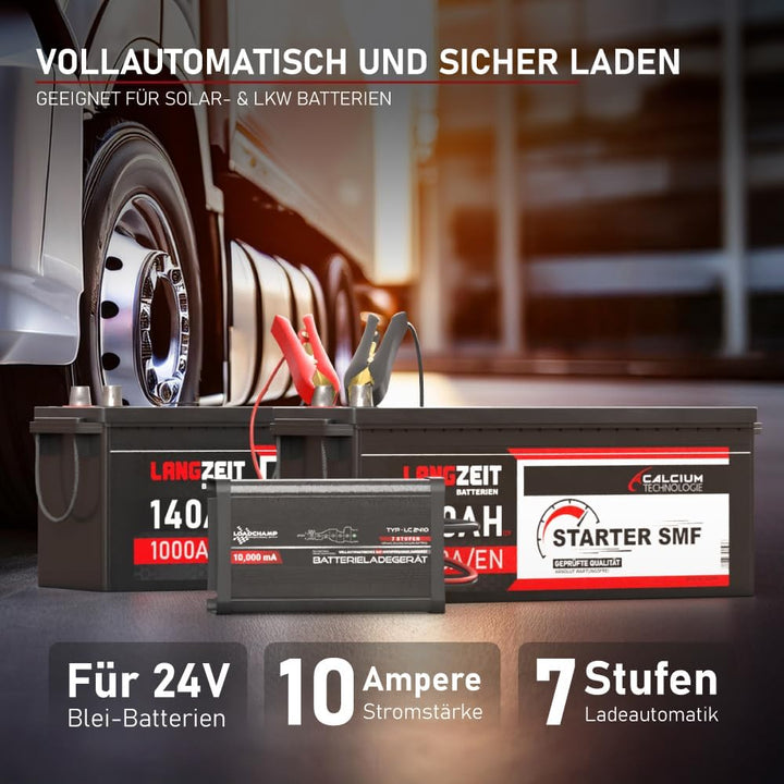 24V Ladegerät LC 2410 Blei Säure AGM Gel Calcium Batterie Automatik Ladegerät LKW Solar 10A IUoU