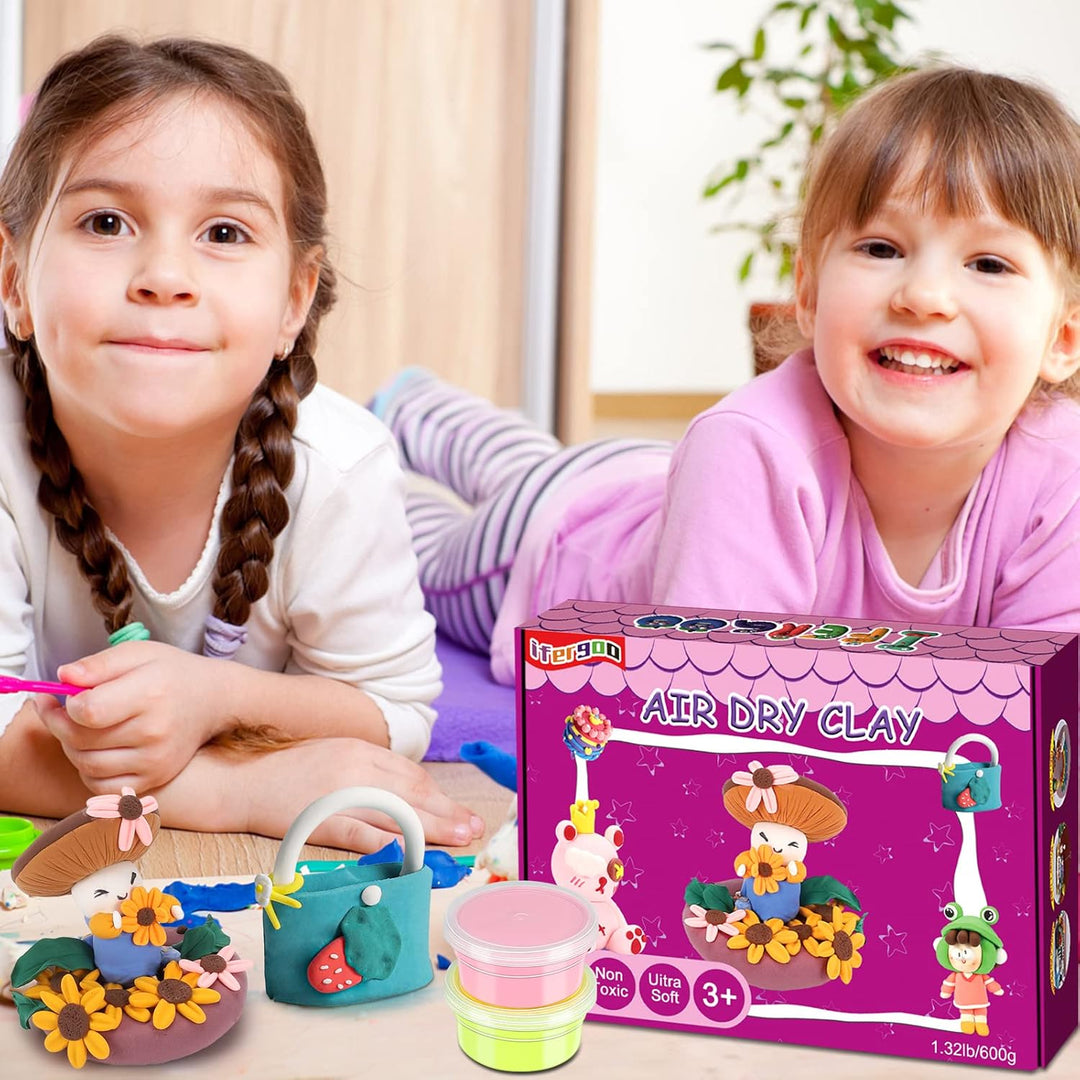 Modelliermasse Lufttrocknend - iFergoo 24 Farben Knete Lufttrocknend für Kinder, Geschenk für Jungen