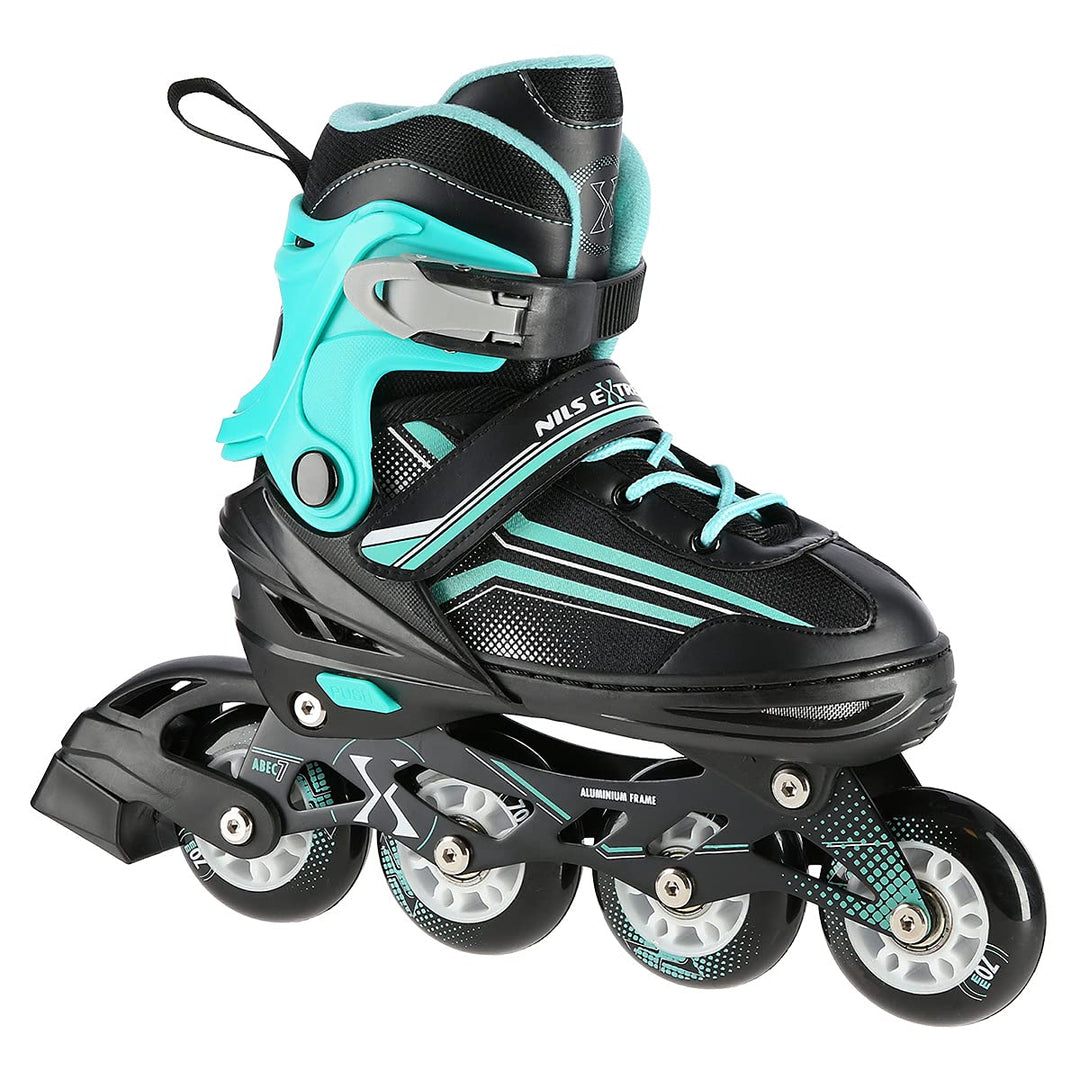 Nils Extreme NH18190 2-in-1 Inline Skates und Schlittschuhe, Schwarz-Türkis