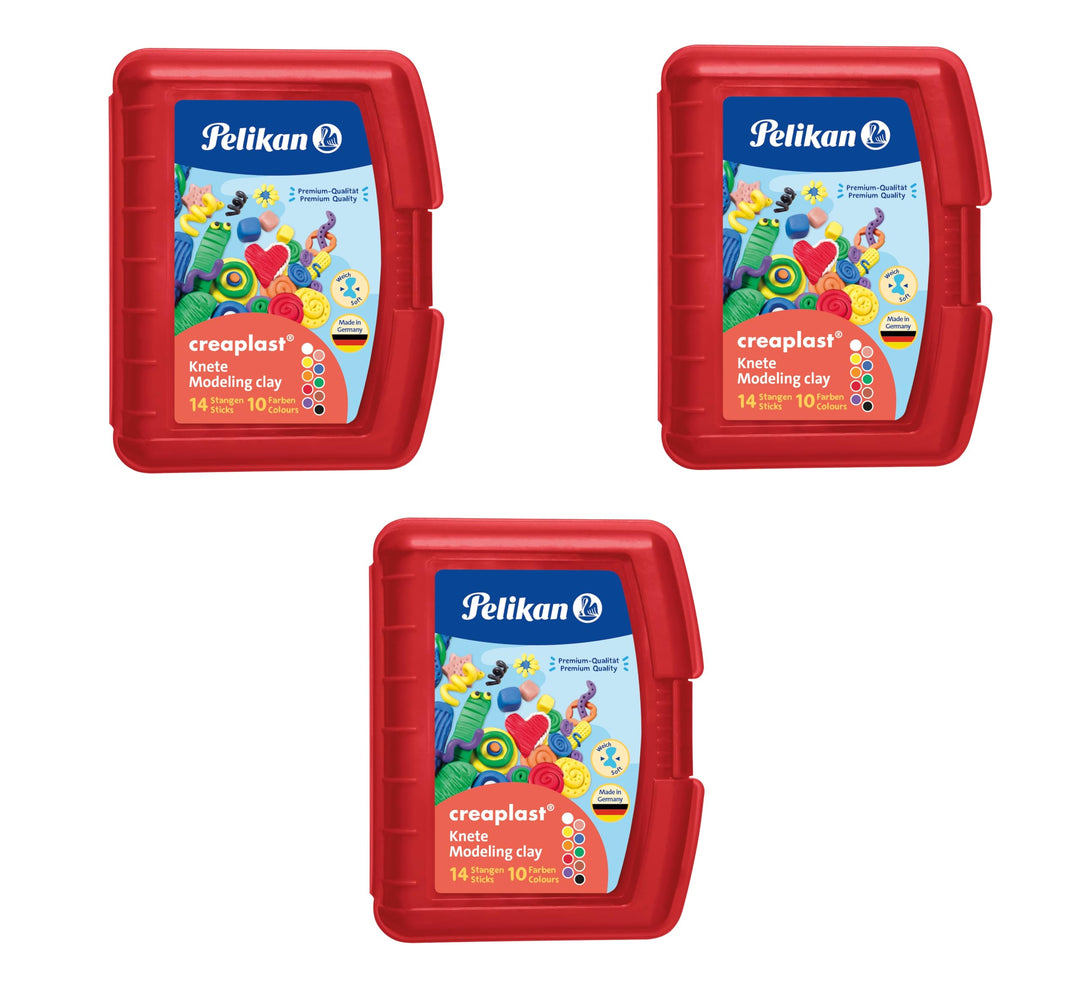 Pelikan 2056080 198/9R Modelliermassen Kinderknete Creaplast, 300g, rot (3er Pack rot), 3er Pack rot