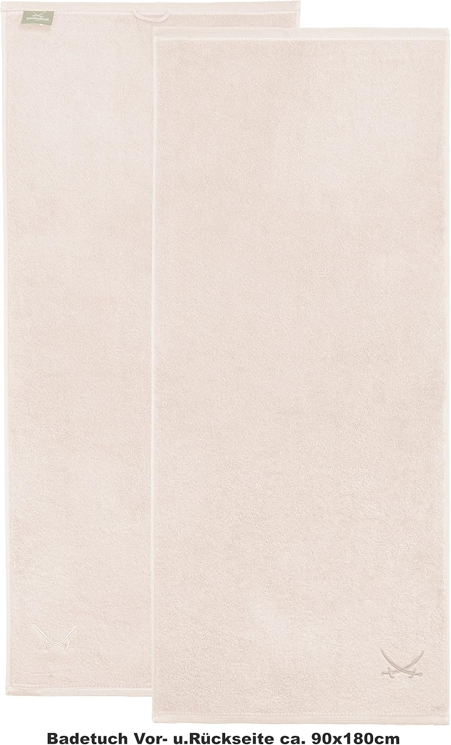 Sansibar Badetuch mit gesticktem Säbel Logo Strandtuch Saunatuch 100% Baumwolle 90x180 cm (2er Set,