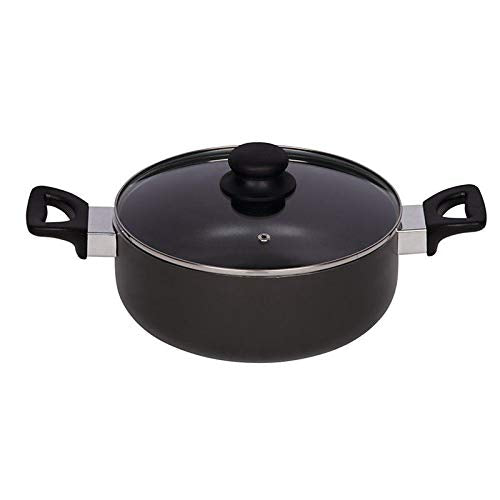 Riess Alu Dishes Reventon Fleischtopf mit Glasdeckel Induktion, Durchmesser 24 cm, Schwarz