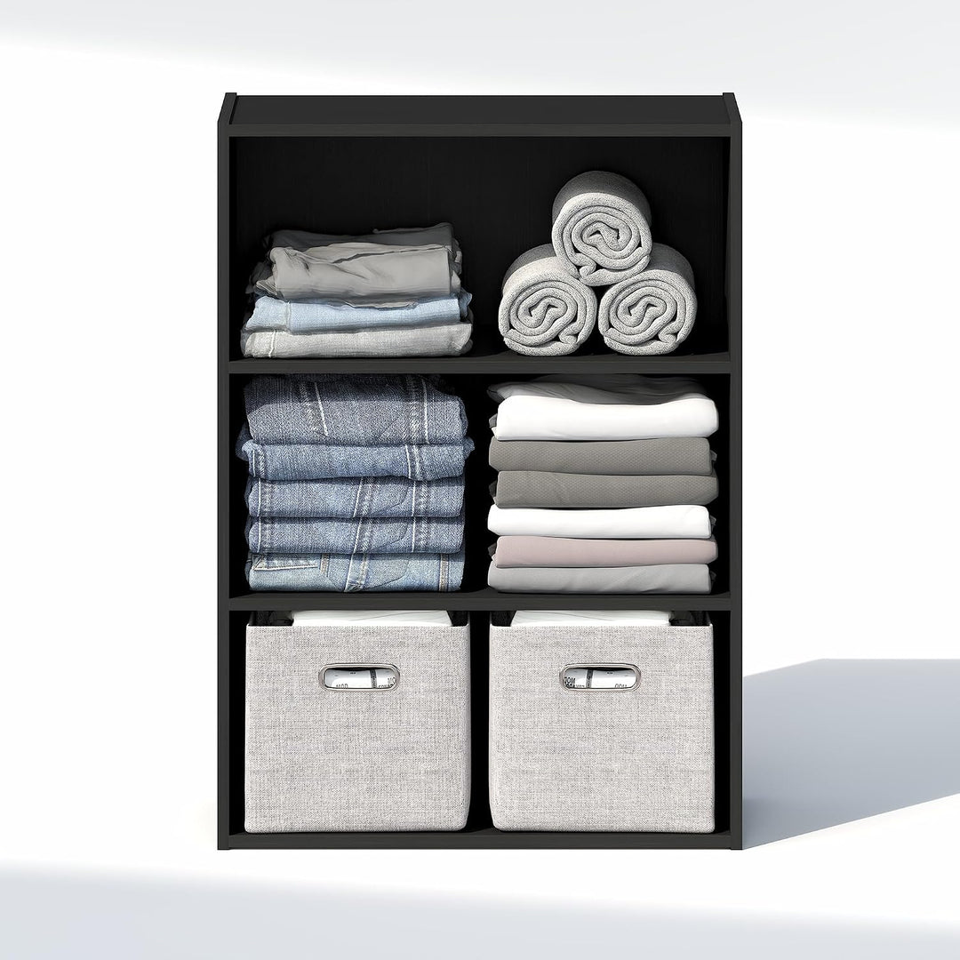 Furinno Reed Kleiderschrank-Organizer und Aufbewahrungssystem, 3-stufiger Organizer, offene Regalauf