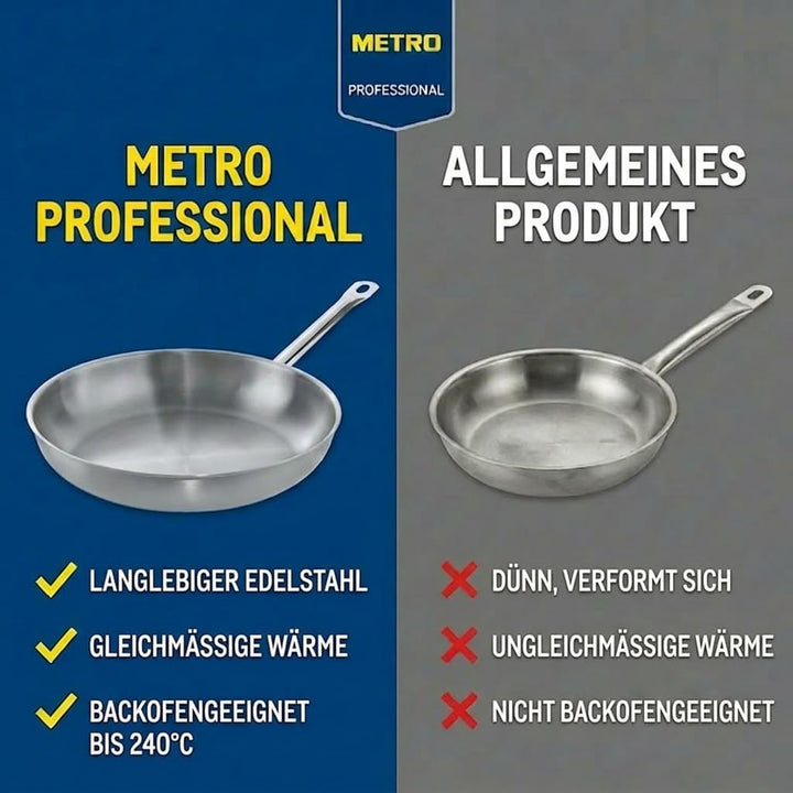 METRO Professional Pfanne unbeschichtet | Ø 32 cm | Edelstahl | Backofengeeignet bis max. 240 °C | a