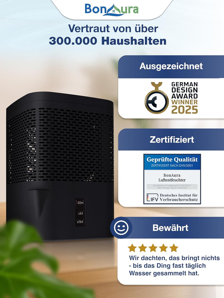 BonAura® Luftentfeuchter ohne Strom - Raumentfeuchter für Keller, Bad uvm. - 680g Luftenfeuchter Nac