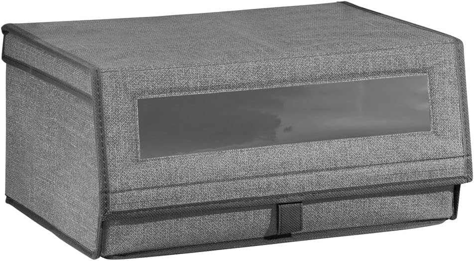 mDesign 8er-Set Schuhaufbewahrung aus Stoff – stapelbare Schuhbox mit Sichtfenster, Klettverschluss