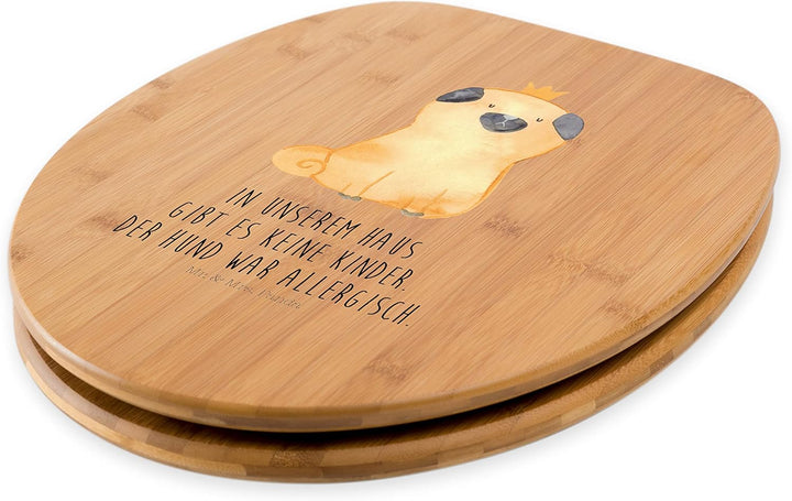 Mr. & Mrs. Panda Motiv WC Sitz Mops Krone - Geschenk, Sprüche, Hundemama, Klodeckel, König, Hund, Ha