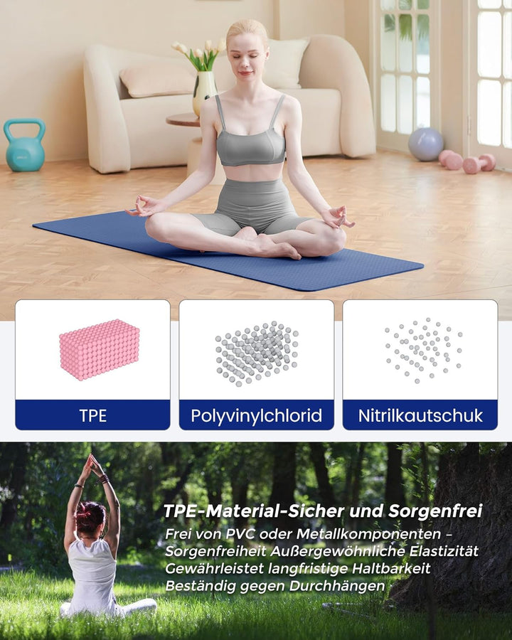 Narwhal Yogamatte Rutschfest Fitnessmatte Umweltfreundliche TPE Sportmatte mit Tragegurt Gymnastikma