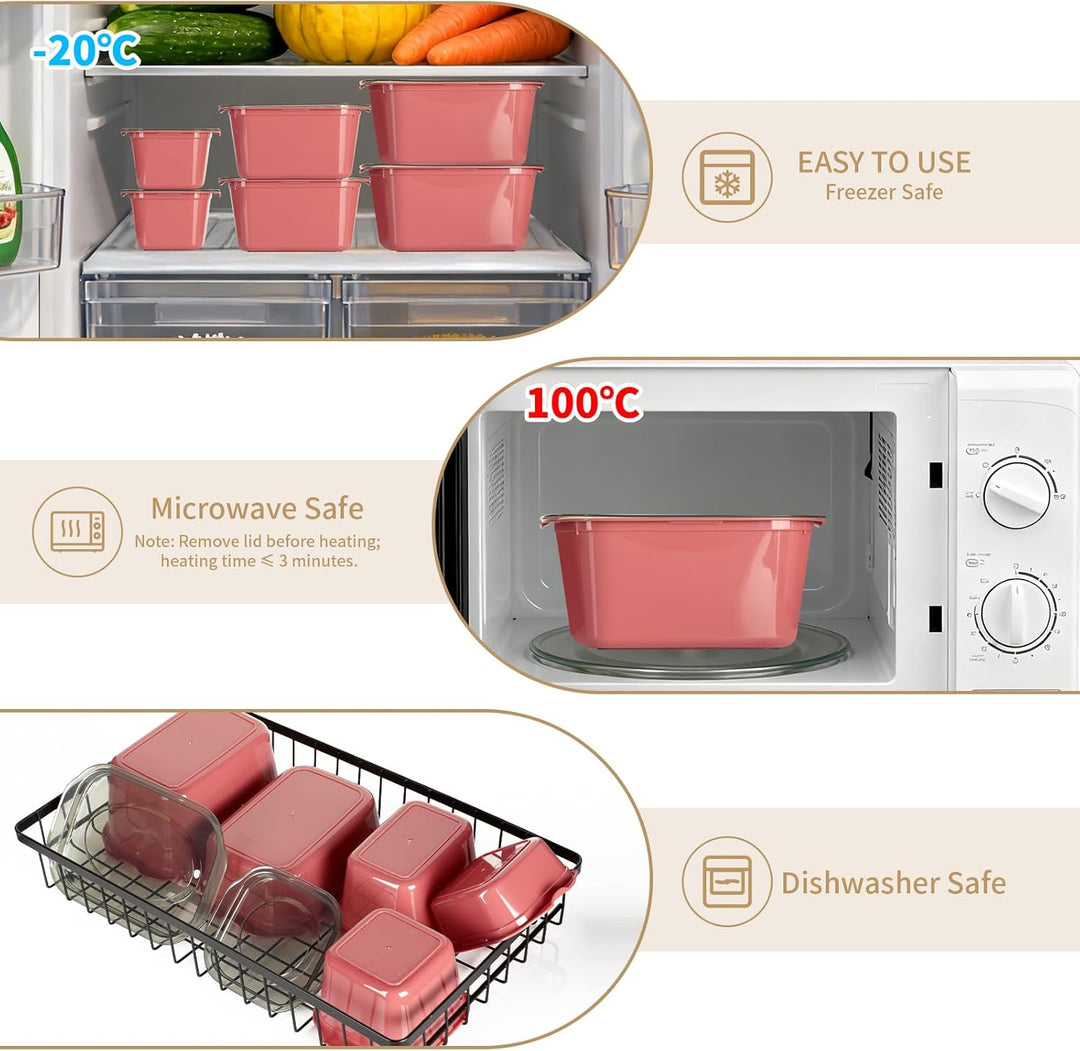 Cozary 15PCS Rechteckig Frischhaltedosen, Vorratsdosen Set mit Deckel, Luftdicht, Stapelbar, Mikrowe