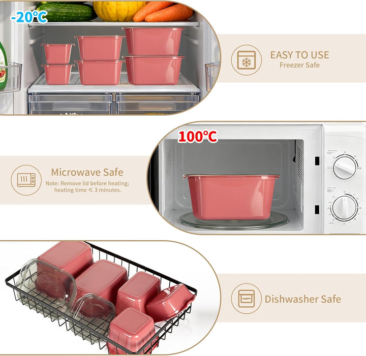 Cozary 15PCS Rechteckig Frischhaltedosen, Vorratsdosen Set mit Deckel, Luftdicht, Stapelbar, Mikrowe