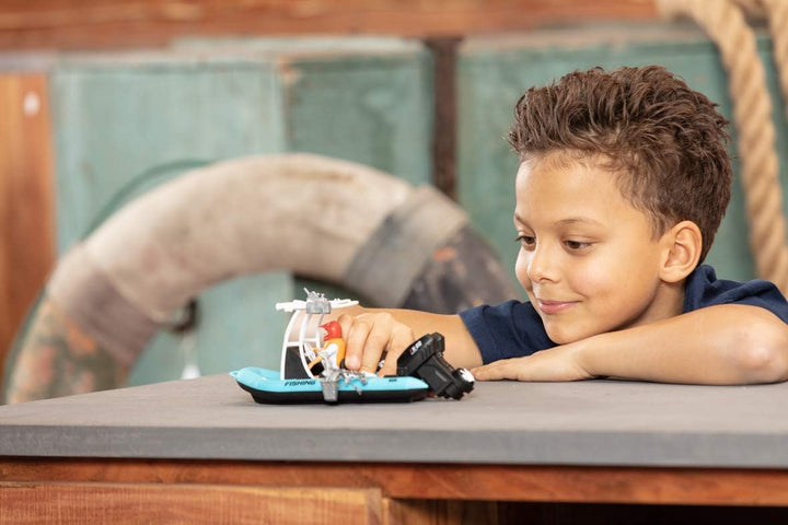 Dickie Toys Playlife-Schlauchboot Set, Boot mit Schwimmfunktion, Angelzubehör, Anglerboot, inkl. Act