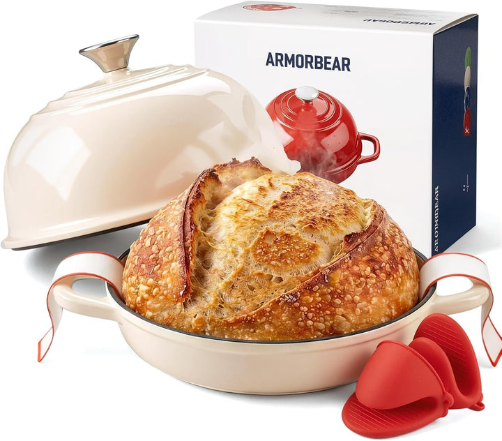 Dutch Oven zum Brotbacken-5QT Gusseisen Sauerteig Dutch Oven Topf mit Deckel, Emaillierter runder Gu