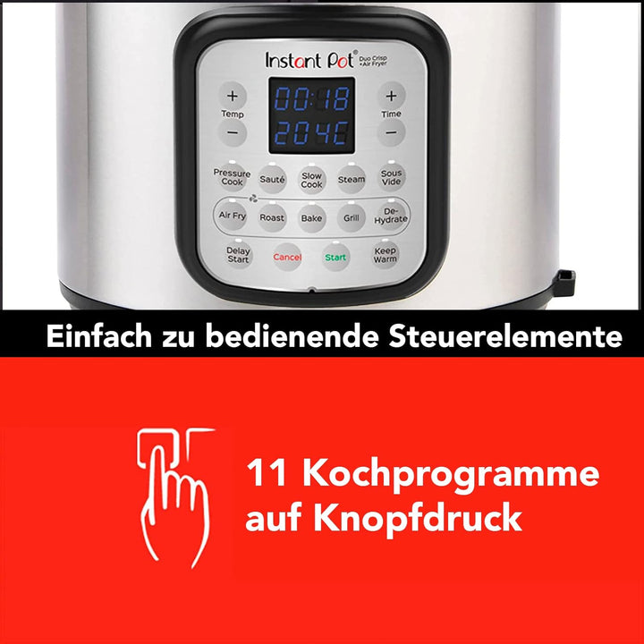 Instant Pot DUO CRISP + Air Fryer 8L Multikocher. 11 Funktionen in 1: Schnellkochtopf, Bratpfanne, D