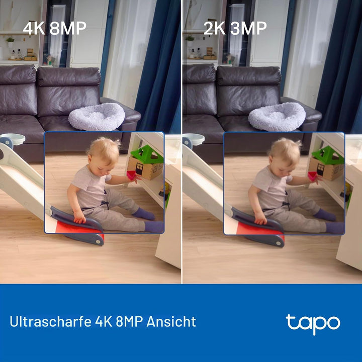Tapo C250 4K Überwachungskamera Innen 360°, Lokale KI-Erkennung &amp; Bewegungsverfolgung mit Zoom, IR-N
