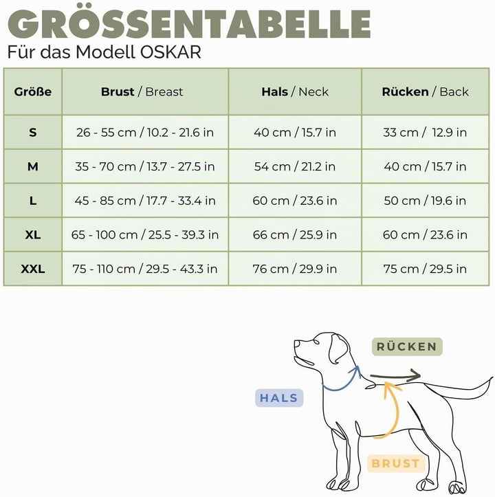 Oskar Hunderegenmantel | Wasserdicht mit Bauchschutz &amp; Geschirröffnung | Reflektierende Hunde-Regenj