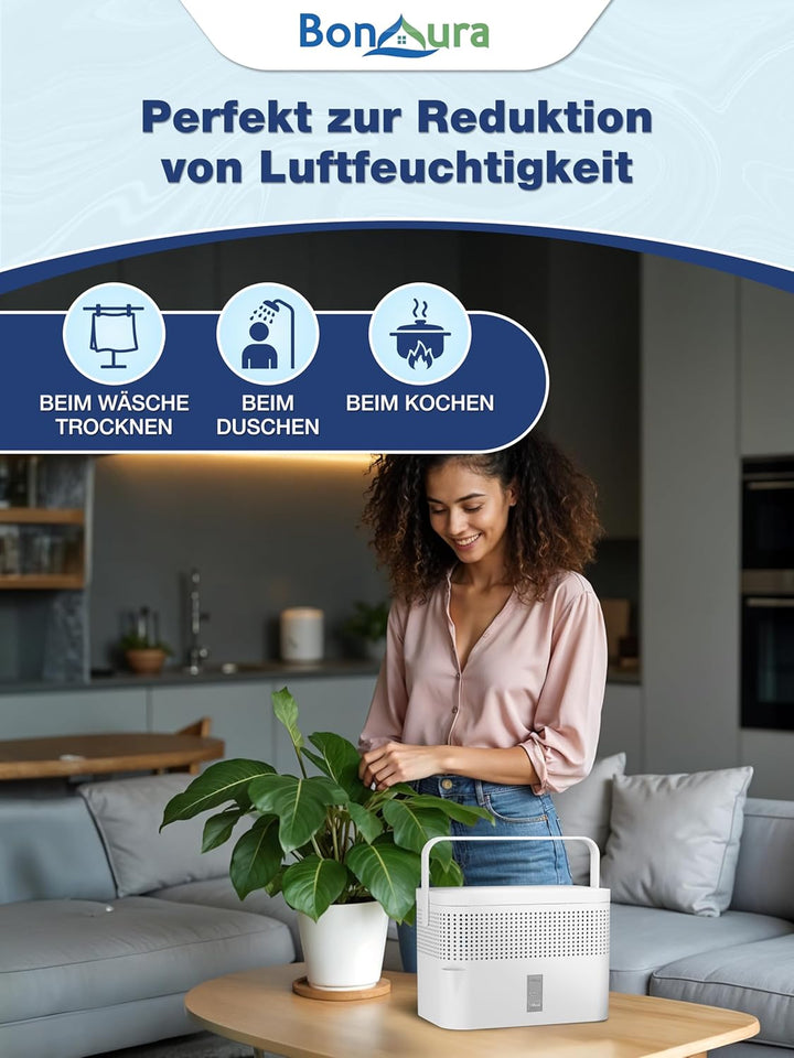 BonAura® AirOne Max Luftentfeuchter ohne Strom bis 33m² I 360° Belüftung I Raumentfeuchter mit Ausgi