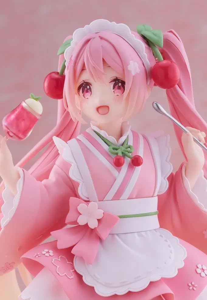 Taito Hatsune Miku Statuette PVC Newley Written Sakura Miku Japanese Cafe Ver. 18 cm