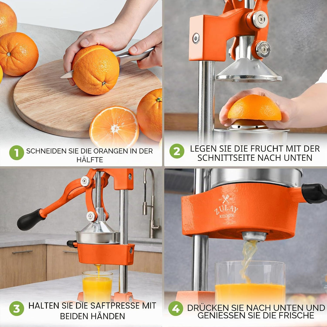 Zulay Kitchen Orangensaftpresse aus Gusseisen, robust, leicht zu reinigen, professionelle Zitruspres