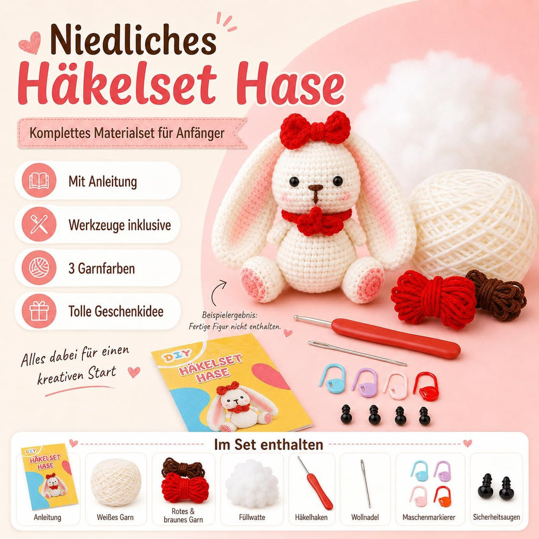 Boriad Häckel Kit für Anfänger,Häkelset mit Schritt-für-Schritt-Videoanleitungen in deutscher Sprach