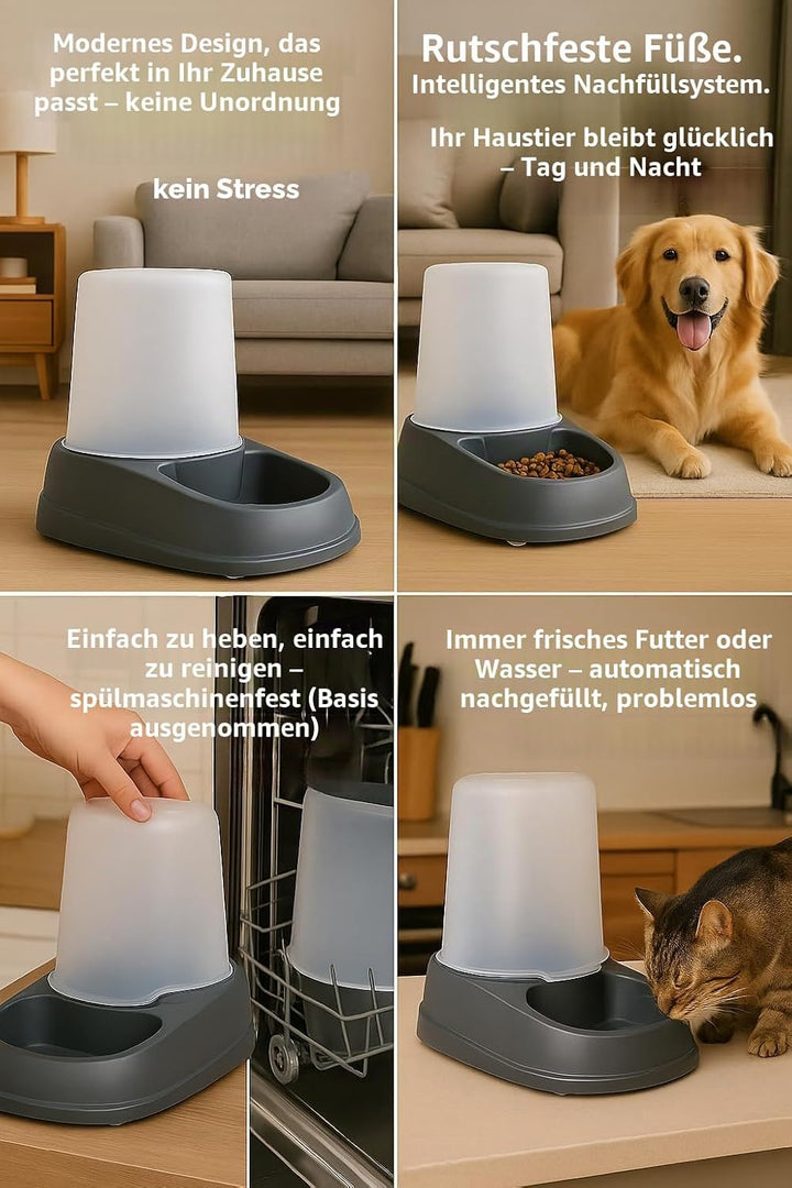 Automatischer Futter- und Wasserspender für Hunde und Katze - 2,5L - Futterautomat Katze - Futterspe