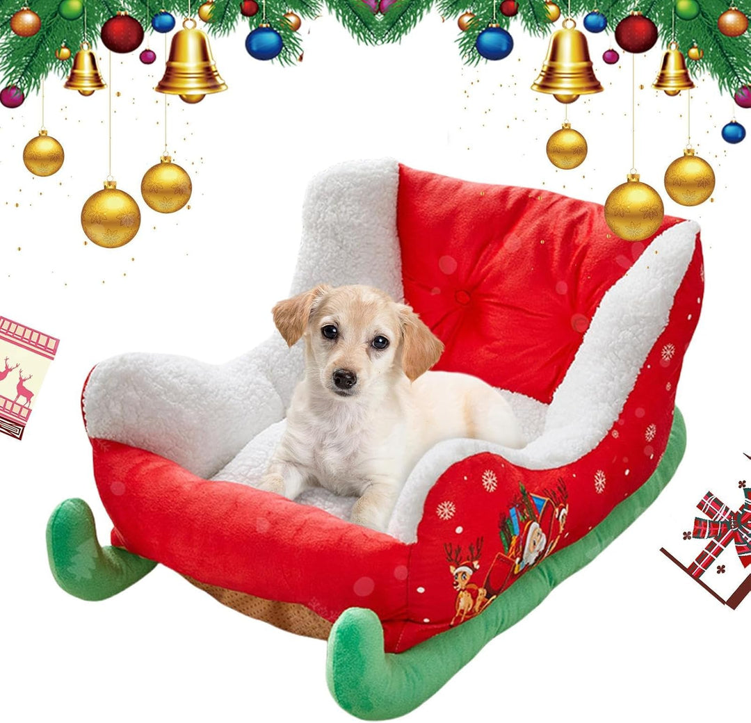 Weihnachts Schlitten Haustierbett, Einzigartiges Katzenbett Hundebett Weiches Und Bequemes Plüsch Hu