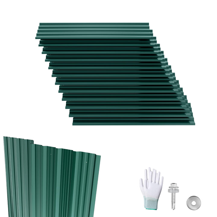 LZQ 12 Stück Dachplatten Trapezblech 129,5x45 cm, 7 m² Verzinkte Wellplatten Stahlblech, Profilblech