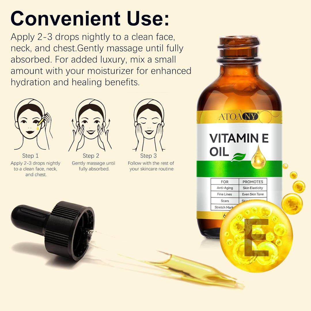 Vitamin E Öl Bio für Kosmetik 75,000 IU 2er-Pack - 100% reines vitamin E Oil für Haut, Gesicht, Haar