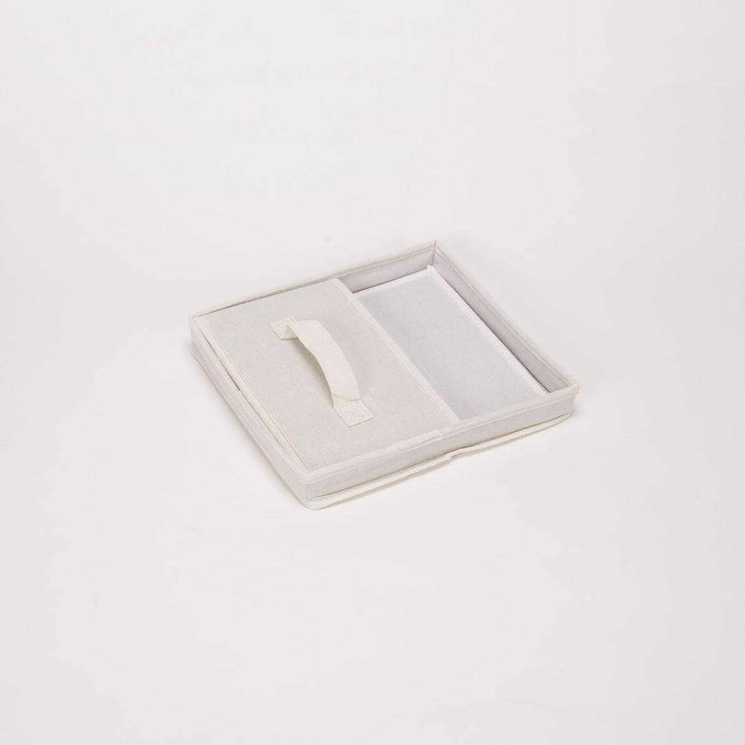 Household Essentials 111 Aufbewahrungsbox mit Deckel und Griff, natürliches beigefarbenes Segeltuch,