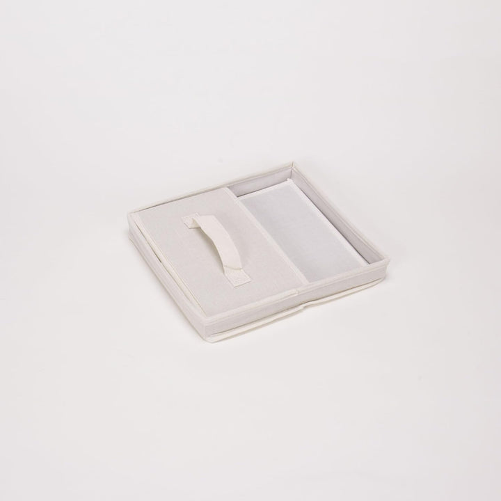 Household Essentials 111 Aufbewahrungsbox mit Deckel und Griff, natürliches beigefarbenes Segeltuch,